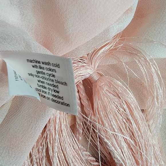 Lane Bryant Top Plus Size 14/16 V-Neck Ruffle Tassel Batwing Sleeve Sheer Pink - Picture 6 of 6